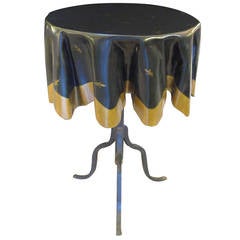 Whimsical French Fiberglass 'Drapery' Table with Iron Tripod Base