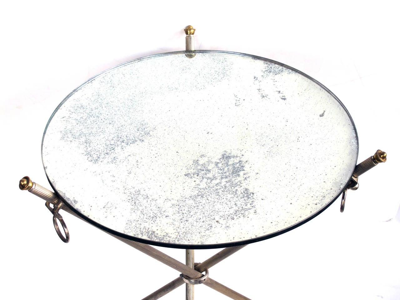 Elegant French Silver Plated Tripod Table with Mirrored Top by Maison Lancel In Good Condition In San Francisco, CA