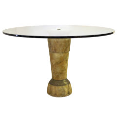A French Art Deco Ochre-Colored Carved Onyx Circular Table