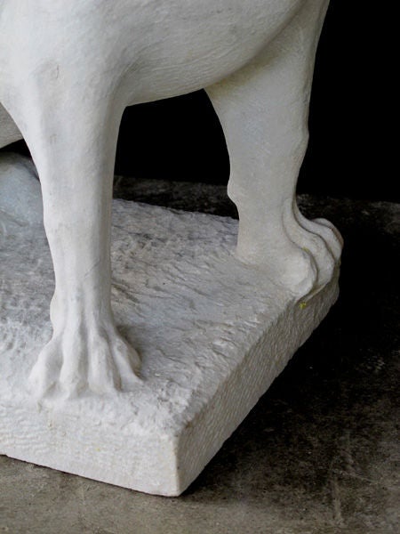 Unusual Pair of English Hand-Carved Carrara Marble Seated Pugs 4