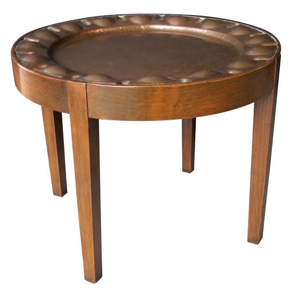 An American Arts&Crafts Hand-Hammered Copper Tray on Stand