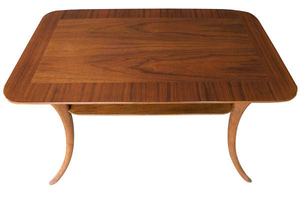 Mid-Century Modern Robsjohn-Gibbings for Widdicomb rectangular walnut Klismos sabre-leg Side Table