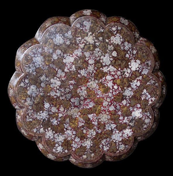 Unusual & Finely-Lacquered Kashmiri Tripod Circular Side Table