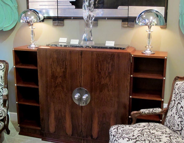 A Stylish Pair of French Art Deco Faceted Crystal&Chrome Lamps