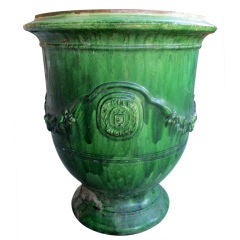 A Robust French Deep Green Glazed Anduze Garden Urn