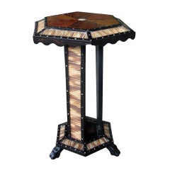 A Rare Anglo-Ceylonese Ebony & Porcupine Quill Hexagonal Table