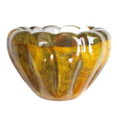 Vintage A Shimmering Italian 1960
s Golden-Yellow Cased Glass Lobed Bowl