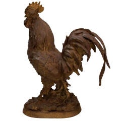 Antique Well-Delineated French Cast Iron Rooster