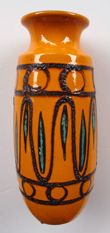 A Large-Scaled West German 1960's Orange Glazed Lava Pot