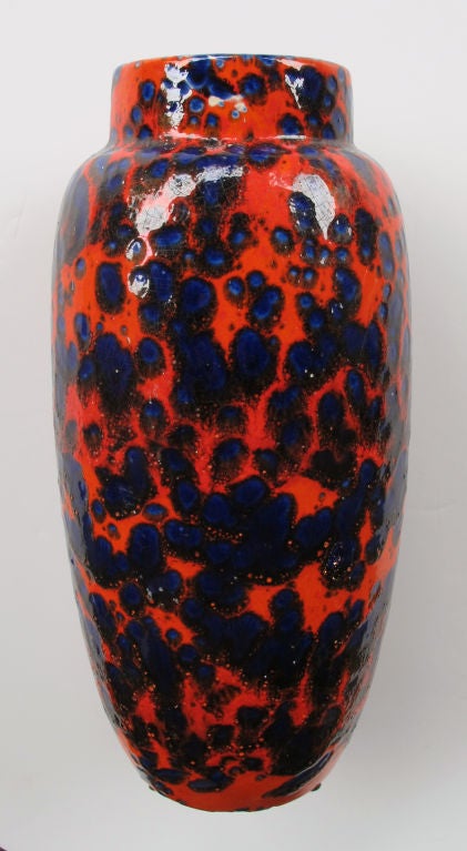 A Richly-Colored West German 1960's Deep Red Glazed Lava Pot