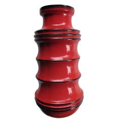 A Large-Scaled West German 1960's Red-Glazed Ribbed Vase