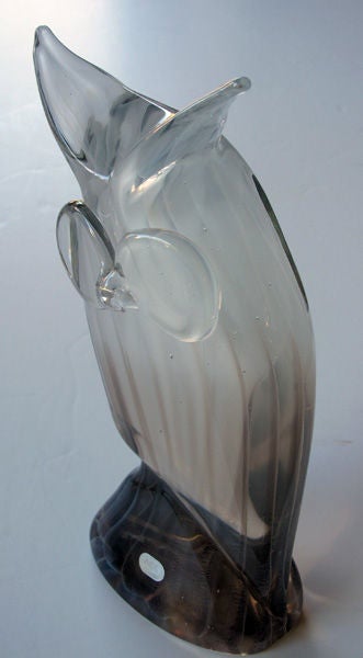 A Charming American Hand-Blown 1960's Glass Great Horned Owl 1