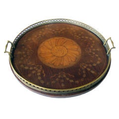 An Elegant English Georgian Style Circular Inlaid Tray