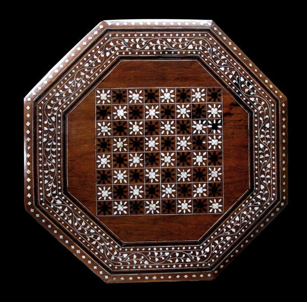 A Good-Scaled Anglo-Indian Octagonal Traveling Table w/Inlay
