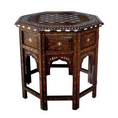 A Good-Scaled Anglo-Indian Octagonal Traveling Table w/Inlay