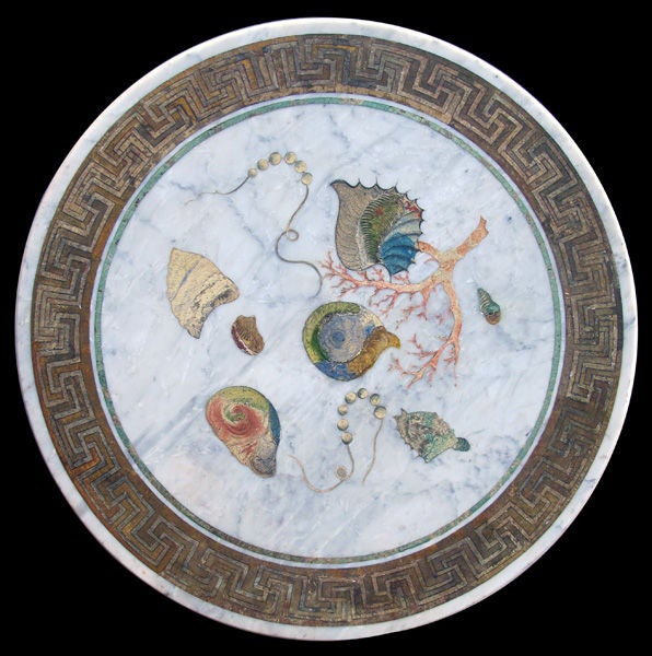 Well-Executed 1940s French Gilt-Iron Circular Table w Marble Top