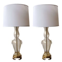 A Luminous Pair of Venetian Double-Baluster Form Lamps