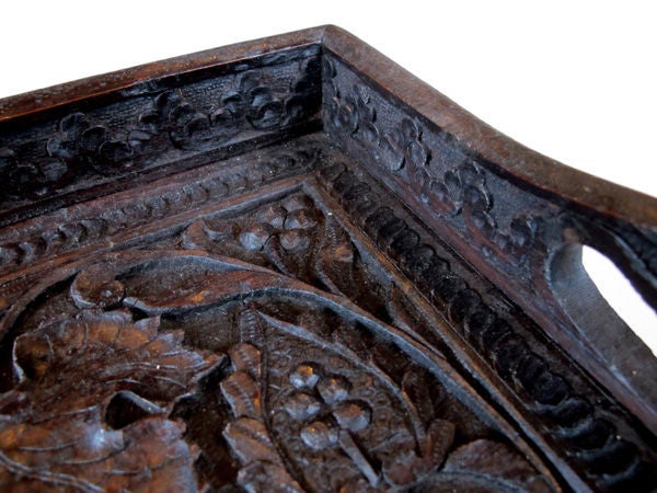 Well-Carved German Black Forest Rectangular Wooden Tray 2