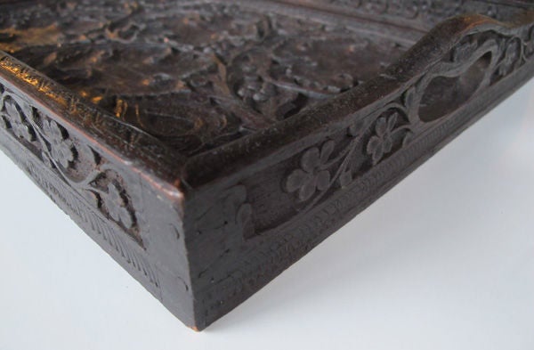Well-Carved German Black Forest Rectangular Wooden Tray 3