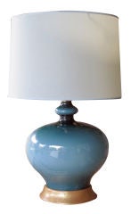 A Robust Italian 1960's Teal Cased-Glass Table Lamp