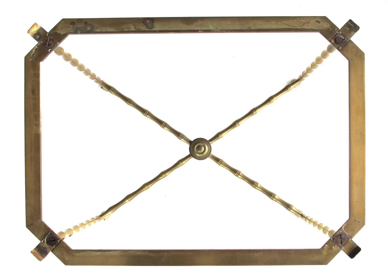 Mid-20th Century Stylish French 1940s Faux Bamboo Brass Side Table by Maison Bagues, Paris