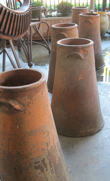 19th Century Unusual Set of  French Large-Scaled Terra Cotta Rhubarb Forcers