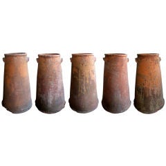 Unusual Set of  French Large-Scaled Terra Cotta Rhubarb Forcers