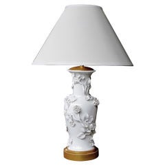 A Fine German Blanc de Chine Porcelain Baluster-Form Lamp