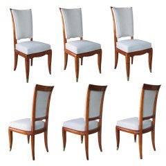 A Stylish Set of 6 French 1940's Cherrywood Dining Chairs