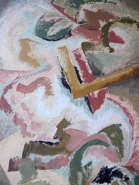 A large American 1960s abstract expressionist painting; signed 'Draper '63'; oil on canvas; the forcefully rendered painting with strong knife strokes applied quickly to the canvas using an unusual earthtone period palette.