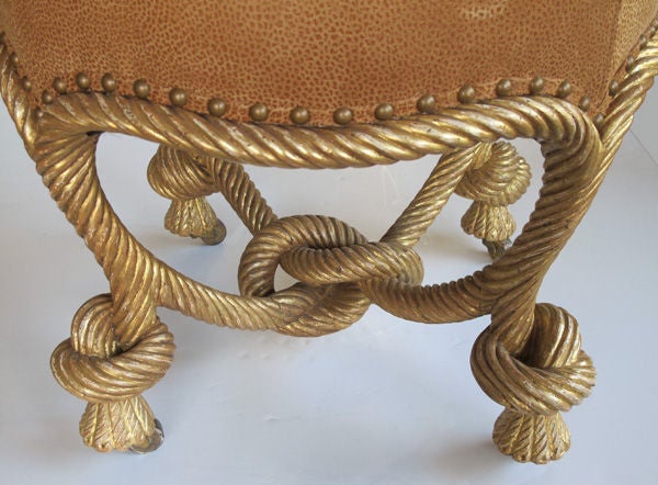 A Good French Napoleon III Carved Giltwood Rope-Twist Stool 2
