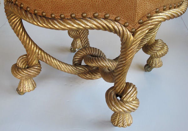A Good French Napoleon III Carved Giltwood Rope-Twist Stool 3