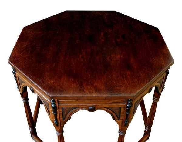 An English Renaissance Revival Octagonal Carved Oak Table