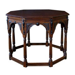 An English Renaissance Revival Octagonal Carved Oak Table
