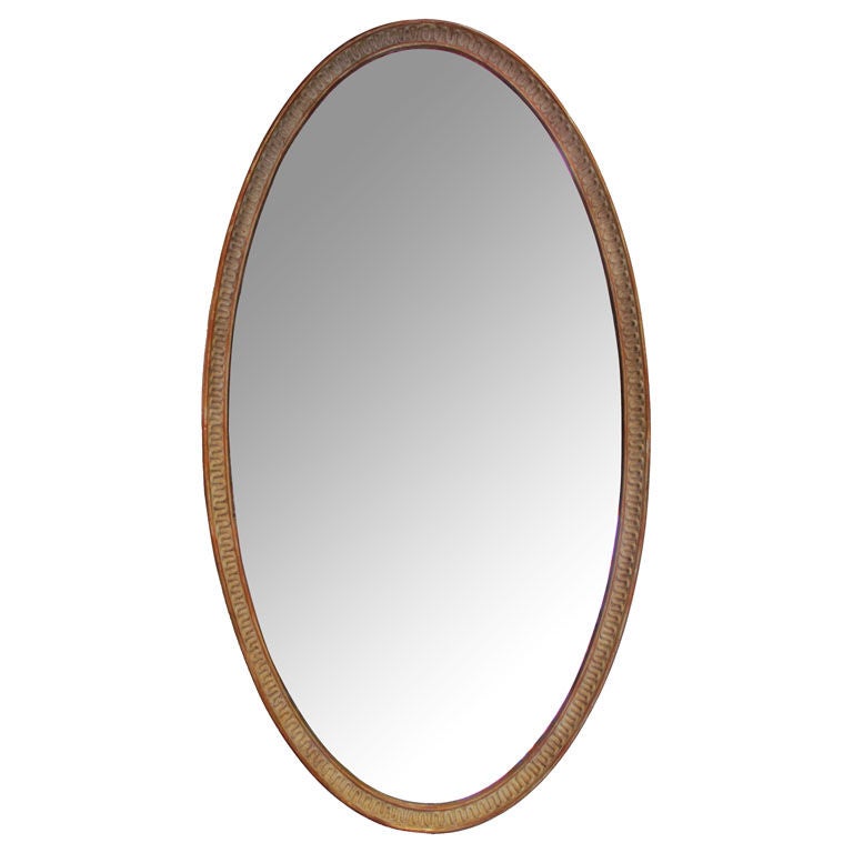 An Elegant Swedish Gustavian Style Wooden Oval-Form Mirror