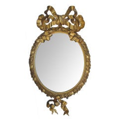 Antique Exuberantly Carved Napoleon III Giltwood & Plaster Oval Mirror