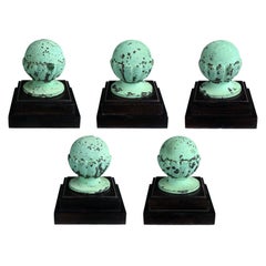 Set of Five American Classical-Revival Verdigris Bronze Finials