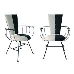 A Curvaceous Pair of Italian Mid-Century Iron Open Armchairs