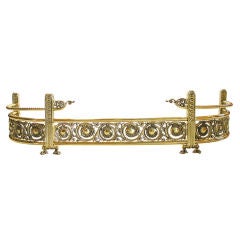A Large-Scaled  French Louis XVI Style Brass Fireplace Fender