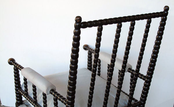 A Handsome Pair of English Victorian Ebonized Bobbin Turned Chairs 1