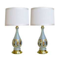 A Stylish Pair of American Bottle-Form Frosted Glass Lamps