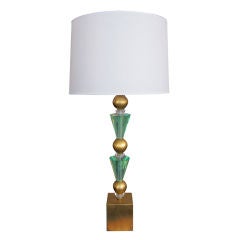 A Tall & Stylish American Art Deco Style Pale-Green Lucite Lamp