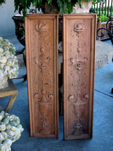 A Finely Carved Pair of French Classical-Revival Walnut Panels 1