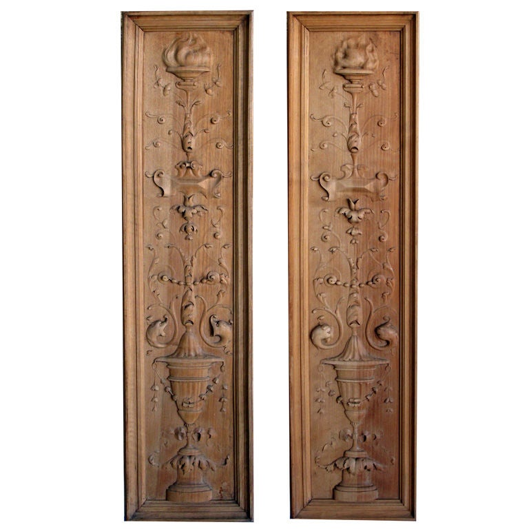 A Finely Carved Pair of French Classical-Revival Walnut Panels