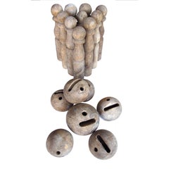 Charming English Carved Wood Skittle Set