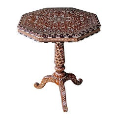 A Fine & Rare Anglo-Indian Octagonal Tripod Wine Table w/Inlay