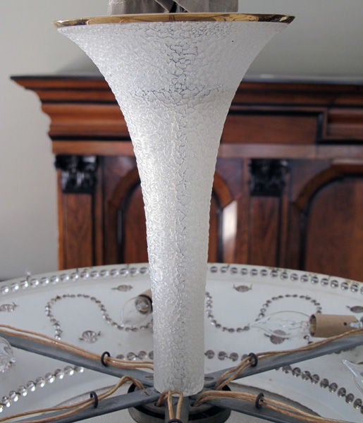 A Chic French Mid-Century Gilt-Tole and Beaded Ceiling Light 3