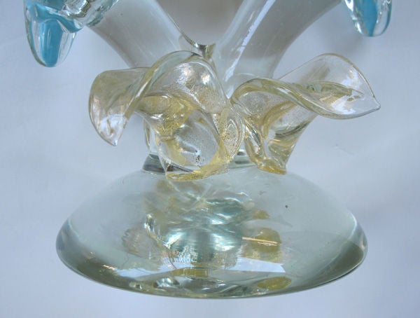 A Shimmering Murano Clear & Aqua Art Glass Figure of Cockatoos 1