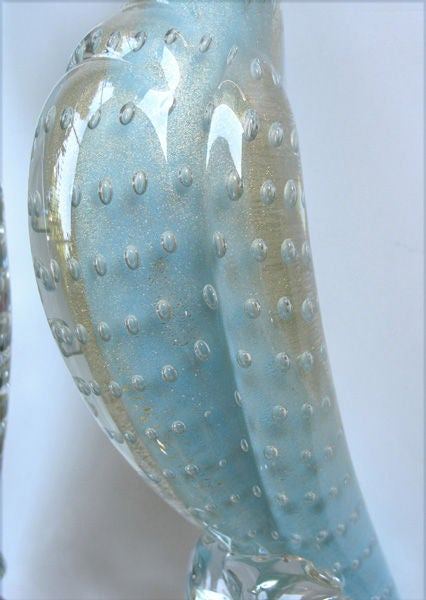 A Shimmering Murano Clear & Aqua Art Glass Figure of Cockatoos 4