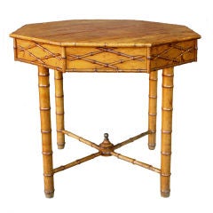 A Charming French Provincial Faux-Bamboo Pine & Fruitwood Table